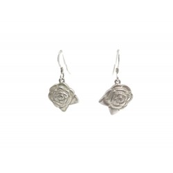 VINTAGE BOUCLES D'OREILLES CHANEL CAMELIA DE PERCIN EN ARGENT SILVER EARRINGS