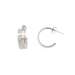 NEUF BOUCLES D'OREILLES DIOR CREOLES ETOILES STRASS METAL ARGENTE EARRINGS 520€