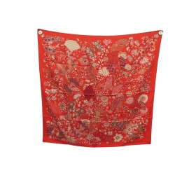FOULARD HERMES FLEURS ET PAPILLONS DE TISSUS C. HENRY CARRE 90 SOIE SCARF 530€