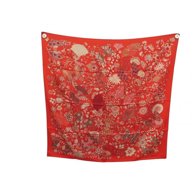 FOULARD HERMES FLEURS ET PAPILLONS DE TISSUS C. HENRY CARRE 90 SOIE SCARF 530€