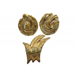VINTAGE LOT BILLY BOY BROCHE + BOUCLES D'OREILLES 1985 SUR REAL EARRINGS BROOCH