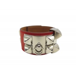 BRACELET HERMES COLLIER DE CHIEN MEDOR CDC 16CM CUIR SWIFT ROUGE PALLADIE 1320€