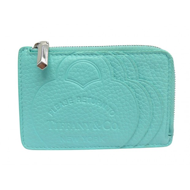 NEUF PORTE-CARTES MONNAIE RETURN TO CUIR GRAINE TURQUOISE CARD HOLDER WALLET420€