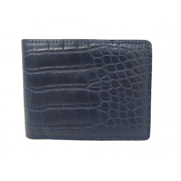 NEUF PORTEFEUILLE LOUIS VUITTON MULTIPLE EN CUIR CROCODILE ALLIGATOR BLEU 4325€