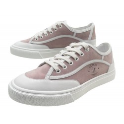 NEUF CHAUSSURES HERMES SNEAKERS GET H231027Z BASKETS 38 EN CUIR & DAIM ROSE 750€