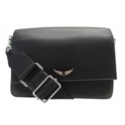 SAC A MAIN ZADIG & VOLTAIRE LOLITA WINGS BANDOULIERE CUIR GRAINE NOIR BAG 345€
