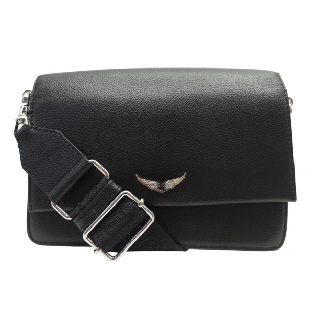 SAC A MAIN ZADIG & VOLTAIRE LOLITA WINGS BANDOULIERE CUIR GRAINE NOIR BAG 345€