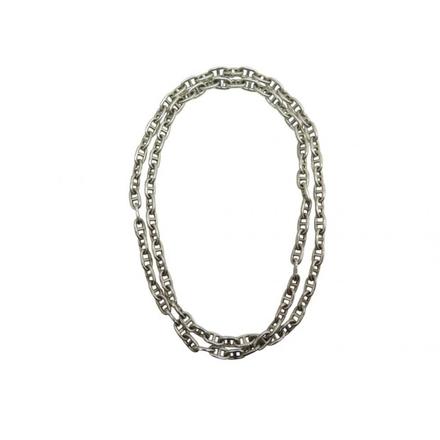 VINTAGE COLLIER SAUTOIR HERMES CHAINE D'ANCRE DE PERCIN EN ARGENT 107GR NECKLACE