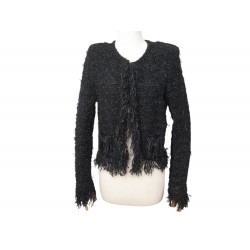 NEUF VESTE BALMAIN 147333 K90 EN TWEED NOIR & BOUTONS DORES 40 42 L JACKET 2490€