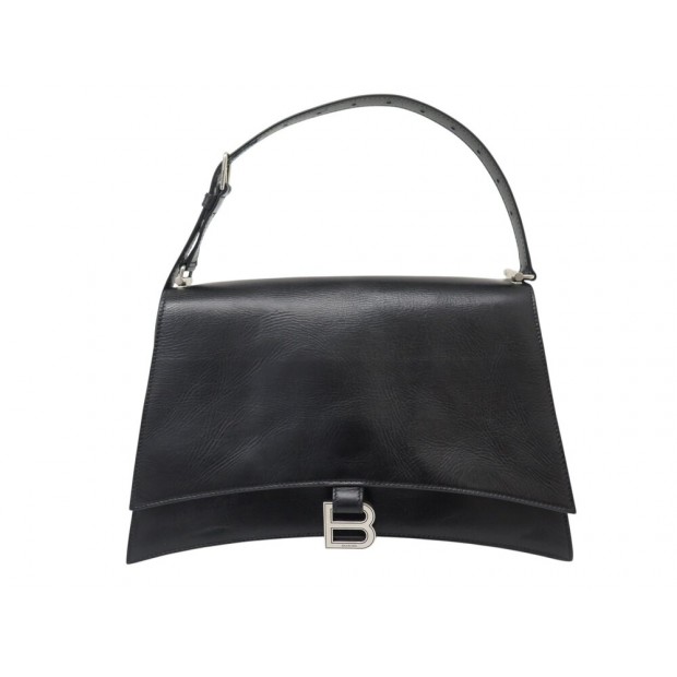 SAC A MAIN BALENCIAGA CRUSH SLING MEDIUM 765466 CUIR NOIR LEATHER HAND BAG 2400€