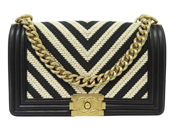  sac a main chanel boy medium cuir toile chevron