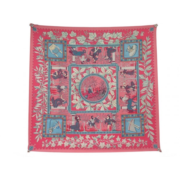FOULARD HERMES MUSIQUE DES DIEUX CARRE 90 SOIE ROSE STUHLHOFER MAYR SCARF 530€