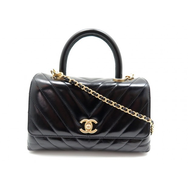 NEUF SAC A MAIN CHANEL COCO HANDLE A RABAT A92990 BANDOULIERE NOIR PURSE 3150€