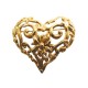 VINTAGE BROCHE CHRISTIAN LACROIX COEUR 6X7 CM EN METAL DORE GOLDEN HEART BROOCH