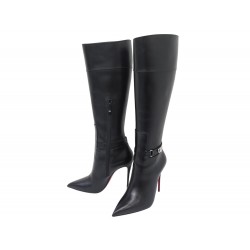 NEUF CHAUSSURES CHRISTIAN LOUBOUTIN LOCK KATE 3221247 BOTTES 37.5 EN CUIR 1595€