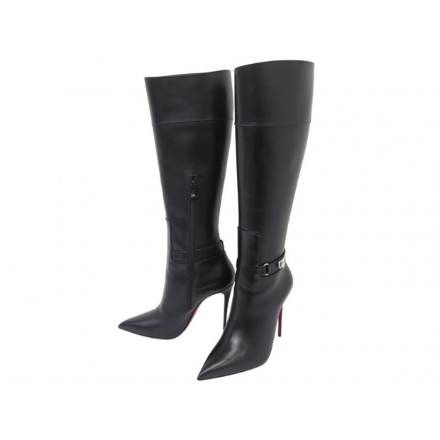 NEUF CHAUSSURES CHRISTIAN LOUBOUTIN LOCK KATE 3221247 BOTTES 37.5 EN CUIR 1595€