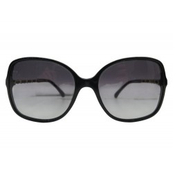 NEUF LUNETTES DE SOLEIL CHANEL CARREES C5210Q NOIR CHAINE CUIR SUNGLASSES 440€