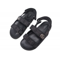 NEUF CHAUSSURES GUCCI SANDALES DAD TOILE MONOGRAMMEE NOIRE 39.5 40.5 SHOES 895€