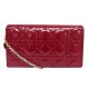 NEUF SAC A MAIN CHRISTIAN DIOR POCHETTE LADY EN CUIR ROUGE BANDOULIERE WOC 2050€