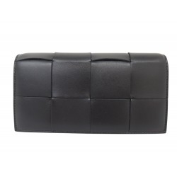 NEUF PORTEFEUILLE BOTTEGA VENETA ZIPPE INTRECCIO EN CUIR NOIR PORTE-CARTES 820€
