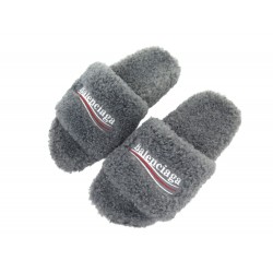 NEUF CHAUSSURES BALENCIAGA SANDALES FURRY 654261 40 41 FR FAUSSE FOURRURE 595€