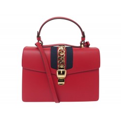 NEUF SAC A MAIN GUCCI SYLVIE M 431665 CUIR ROUGE BANDOULIERE HANDBAG PURSE 3400€