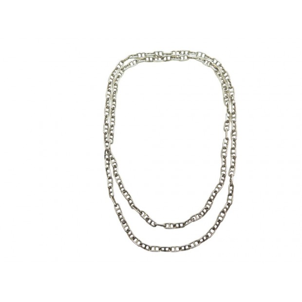 VINTAGE COLLIER SAUTOIR HERMES MINI CHAINE D'ANCRE EN ARGENT 800 SILVER NECKLACE