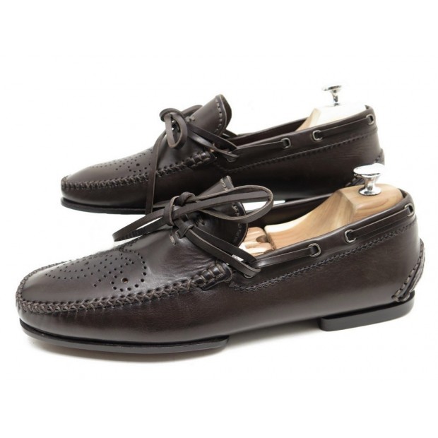 NEUF CHAUSSURES BERLUTI MOCASSINS 8.5 42.5 CUIR MARRON PATTES D'OURS 