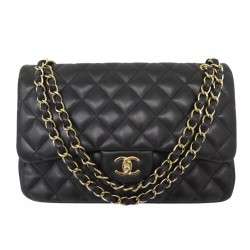 SAC A MAIN CHANEL TIMELESS GRAND CLASSIQUE JUMBO CUIR NOIR LEATHER BAG 11100€
