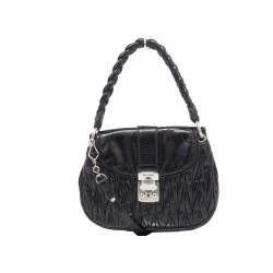 NEUF SAC A MAIN MIU MIU COFFER CUIR MATELASSE PLISSE NOIR BANDOULIERE BAG 2500€