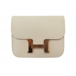 NEUF PORTEFEUILLE HERMES SLIM CONSTANCE H082060 CUIR EPSOM CRAIE WALLET 2650€