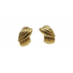 VINTAGE BOUCLES D'OREILLE YVES SAINT LAURENT GOOSSENS GODRONNE YSL DORE EARRINGS