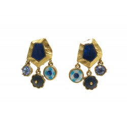 VINTAGE BOUCLES D'OREILLES CHRISTIAN LACROIX HEXAGONE PIERRES PAMPILLES EARRINGS