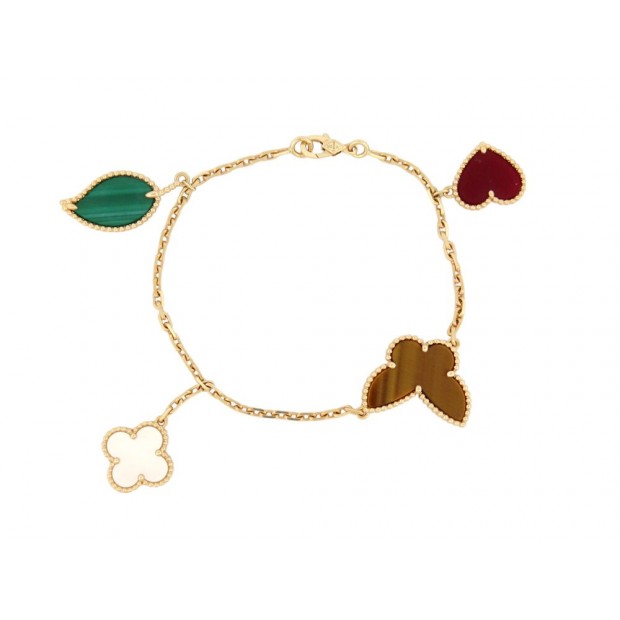 NEUF BRACELET VAN CLEEF & ARPELS LUCKY ALHAMBRA 4 MOTIFS 17.5 CM OR JAUNE 6100€