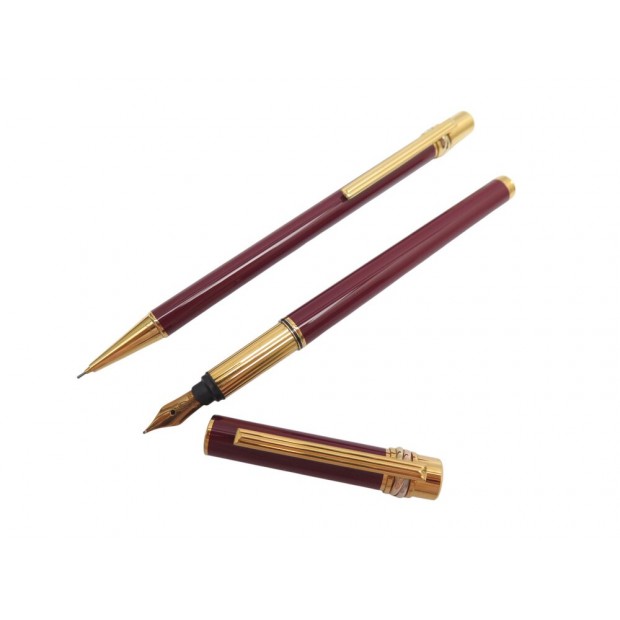 NEUF PARURE 2 STYLOS MUST DE CARTIER TRINITY PLUME & PORTE MINES LAQUE PEN 1080€