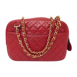 VINTAGE SAC A MAIN CHANEL CAMERA PM CUIR MATELASSE ROUGE BANDOULIERE BAG 5850€