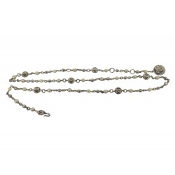 CEINTURE CHANEL PERLES & LOGO CC 2005 METAL ARGENTE SAUTOIR COLLIER PEARL BELT
