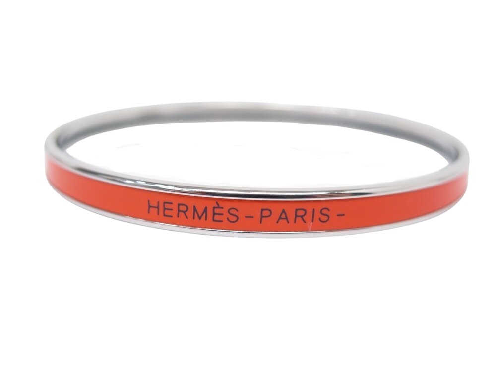 Bracelet Hermès Ex-Libris XL – Email Orange, Manchette Bangle, Occasion