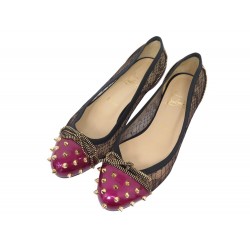 CHAUSSURES CHRISTIAN LOUBOUTIN BALLERINES CANDY SPIKE 36.5 CUIR VERNI SHOES 895€