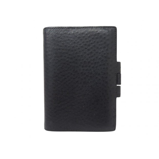 VINTAGE COUVERTURE PORTE AGENDA HERMES SIMPLE GM CUIR AUTRUCHE NOIR DIARY COVER