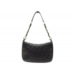 SAC A MAIN CHANEL LOGO CC CUIR CAVIAR PORTE EPAULE BLACK SHOULDER BAG 2003 6000€