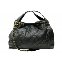 SAC A MAIN CHANEL CABAS SHOPPING LOGO CC CUIR MATELASSE NOIR BANDOULIERE 6500€