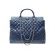SAC A MAIN CHANEL CABAS SHOPPING JUMBO EN CUIR MATELASSE BLEU LOGO CC BAG 7500€