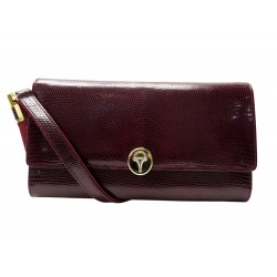 VINTAGE SAC A MAIN GUCCI LEZARD ET DAIM BANDOULIERE BORDEAUX LIZARD PURSE 4000€