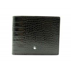 NEUF PORTEFEUILLE MONTBLANC 6CC AVEC PORTE-CARTES AMOVIBLE 112615 CUIR NOIR 465€