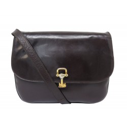 VINTAGE SAC A MAIN CELINE A RABAT EN CUIR BOX MARRON FERMOIR CALECHE PURSE 2500€