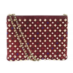 SAC A MAIN CHRISTIAN LOUBOUTIN TRILOUBI SPIKE CUIR & DAIM BANDOULIERE BAG 1790€