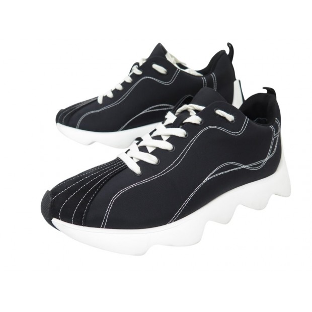 CHAUSSURES HERMES ENVOL H221169Z 38 BASKETS NOIR ET BLANC SNEAKERS SHOES 900€