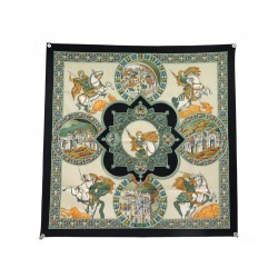 FOULARD HERMES LE TRIOMPHE DU PALADIN JULIA ABADIE CARRE SOIE BEIGE SCARF 530€