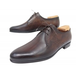 NEUF CHAUSSURES BERLUTI 01477 DERBY CUIR SCRITTO 8.5 42.5 EMBAUCHOIRS SHOE 2000€